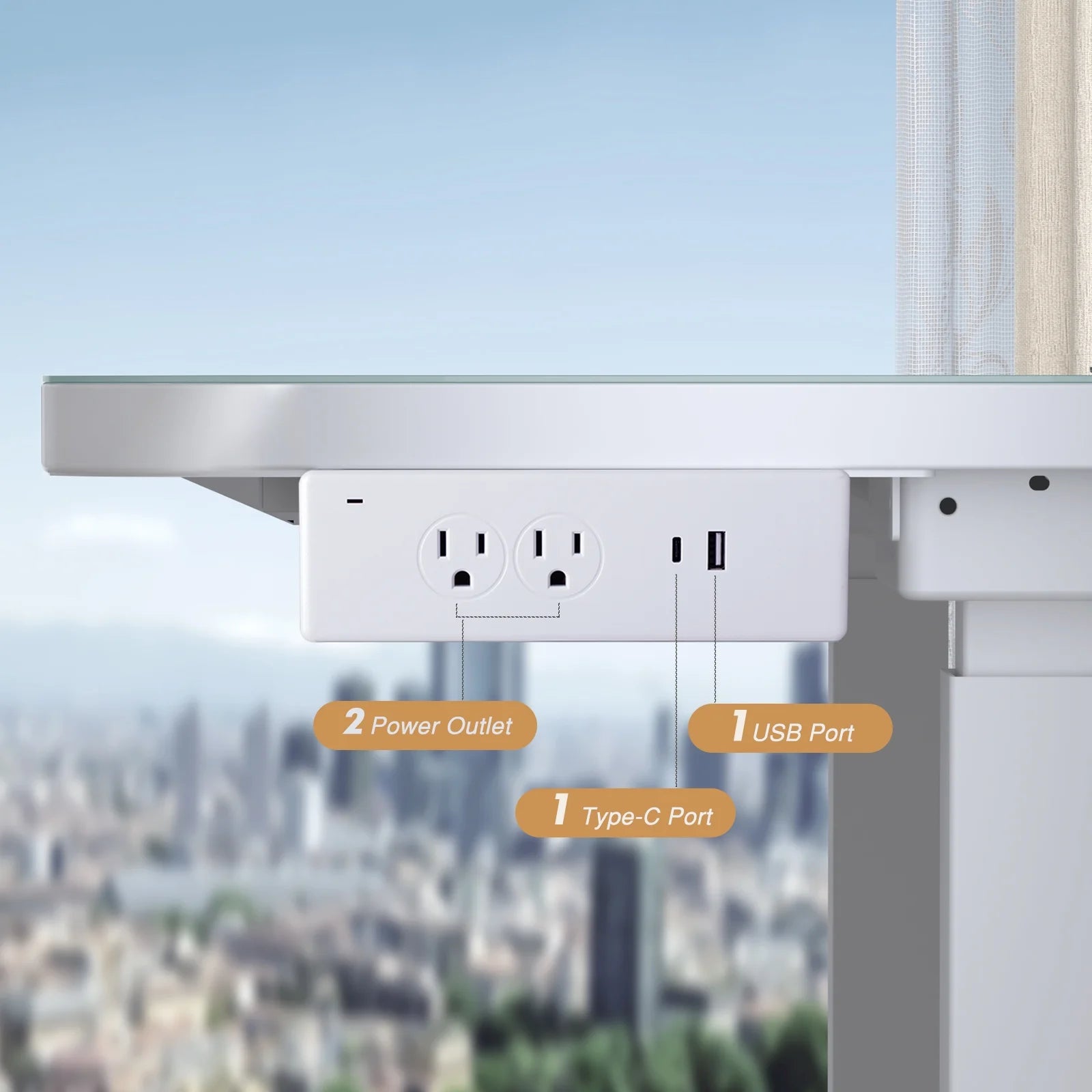 Electric Glass Standing Desk with Drawers, Dual Motor Height Adjustable, White S497991