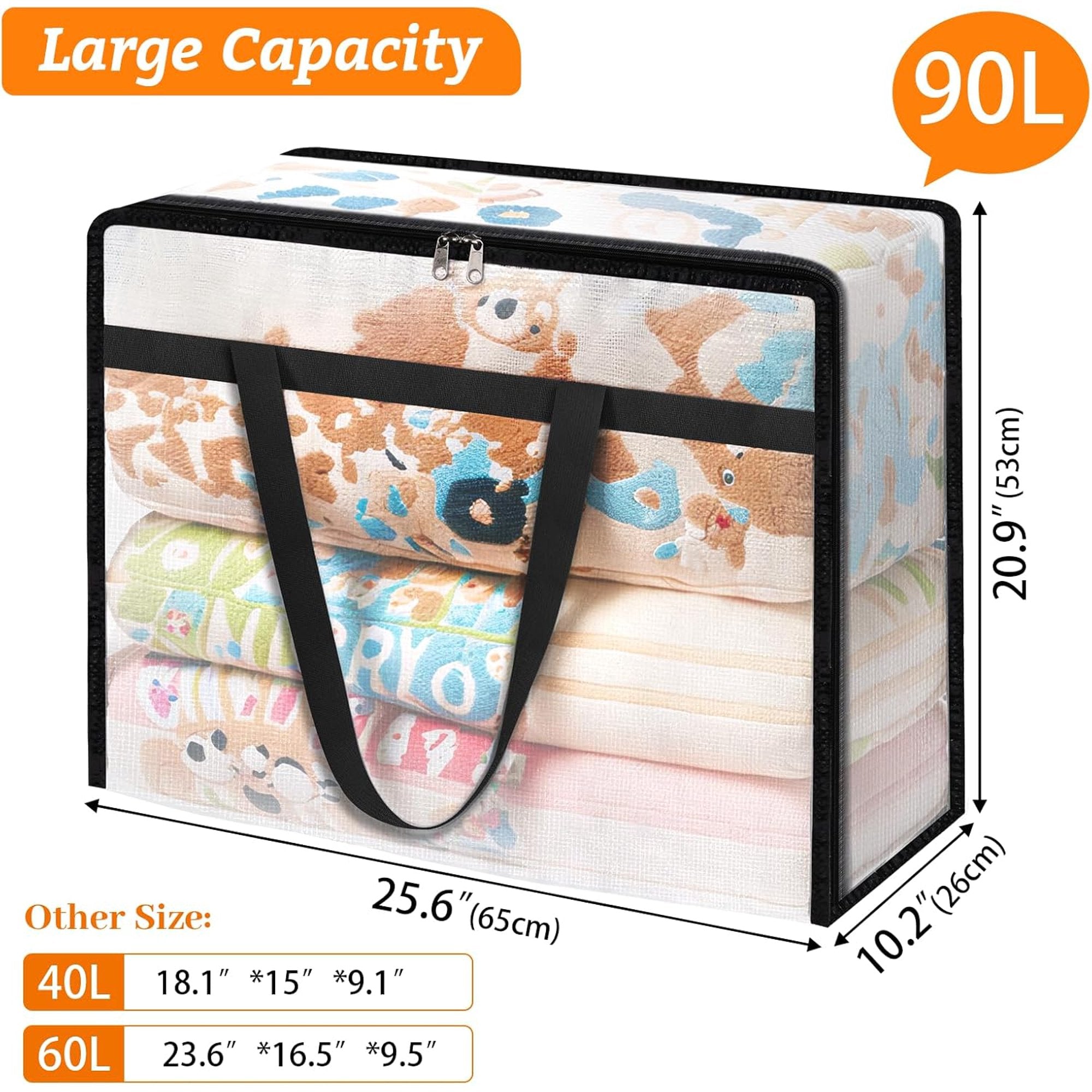 Clear Clothes Storage Bags with Zipper and Handle, 8 Pack H58703