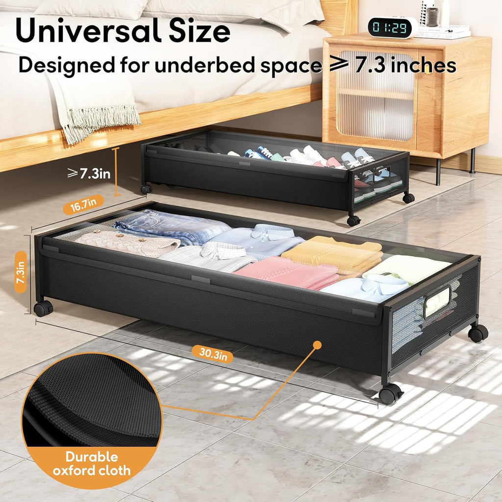 Under Bed Storage Containers with Wheels 2 Pack with Lid D932