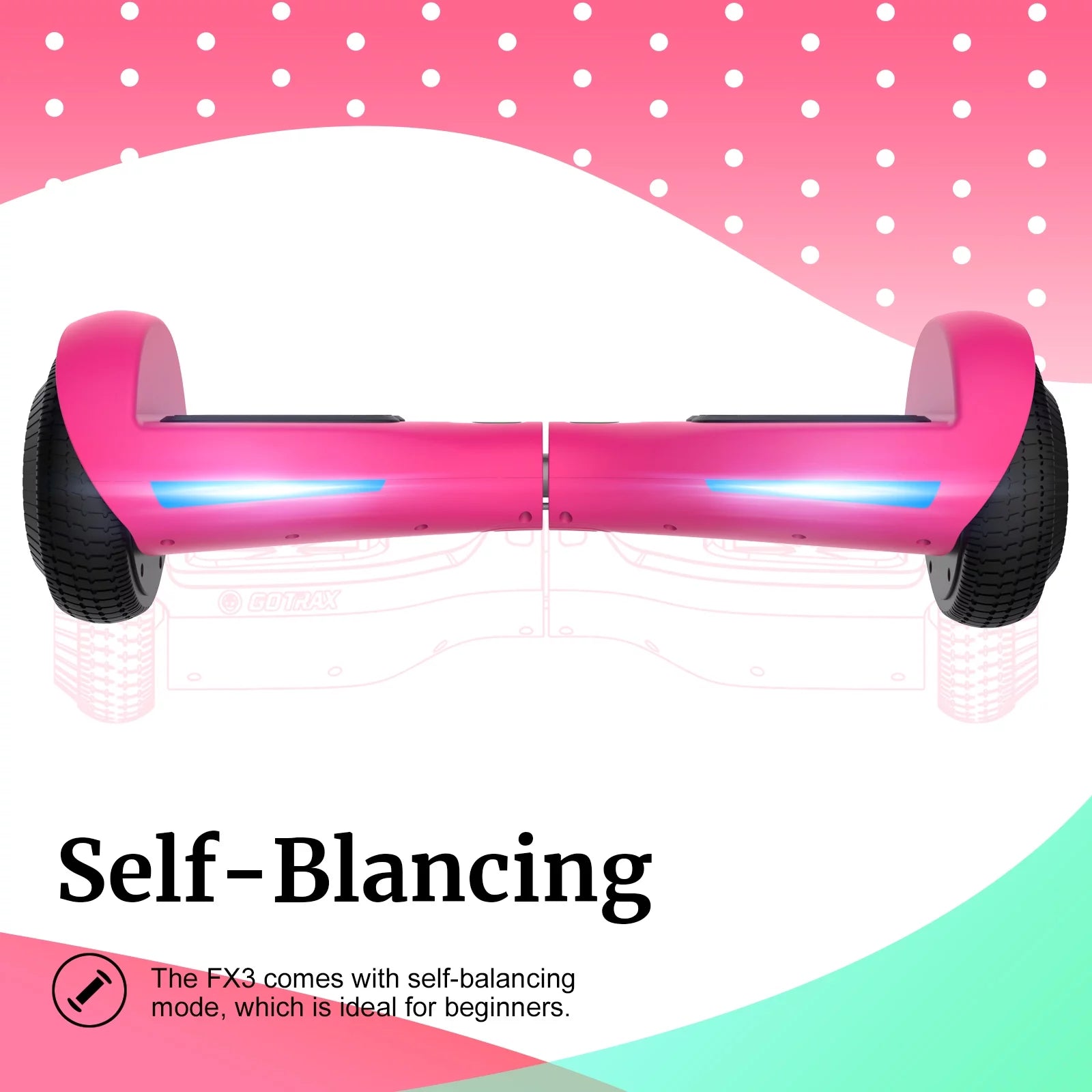Hoverboard for Kids Adults 200W Motor 6.5" LED Wheels, Pink Q65637