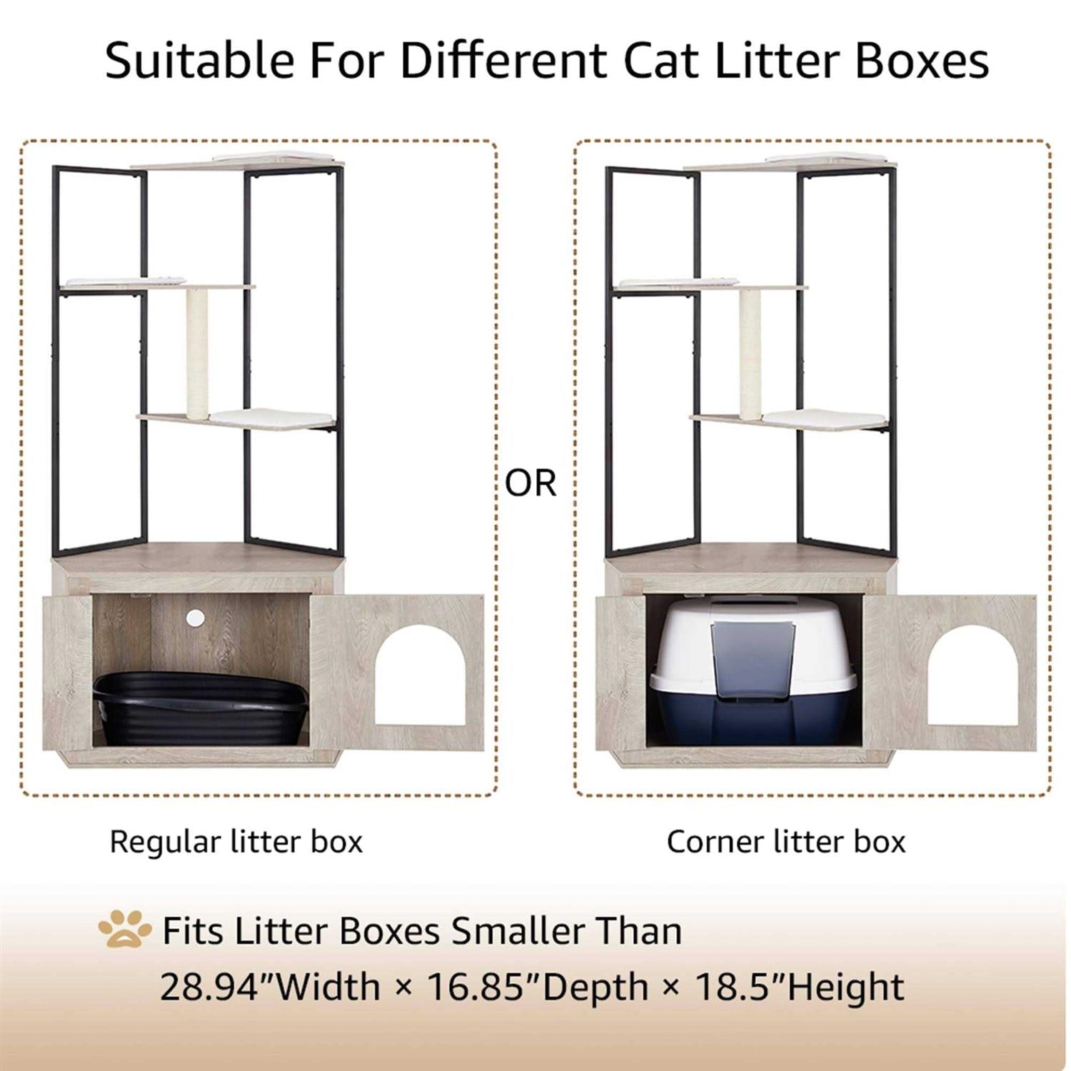 Corner Box Enclosure with Cat Tree Tower Cat Litter W50346