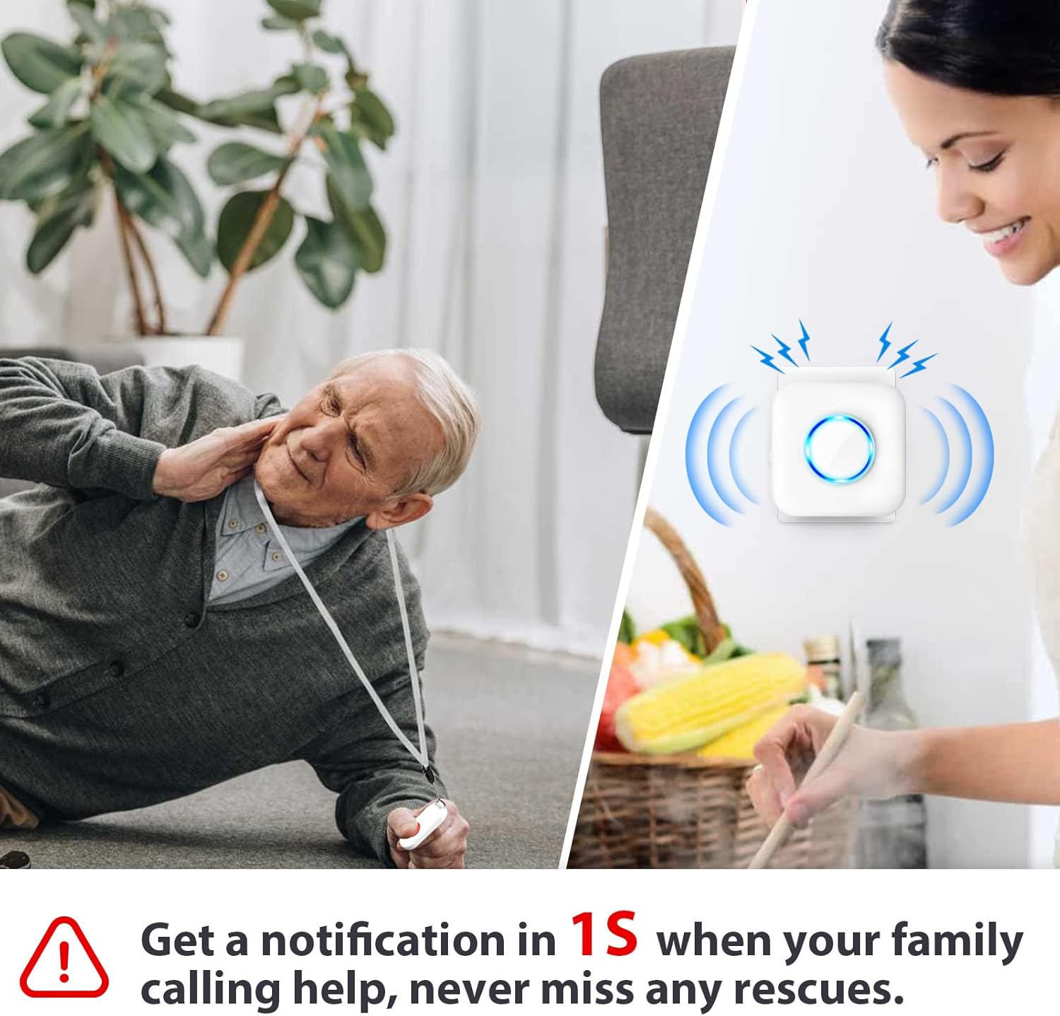Waterproof SOS Call Button Pager for Elderly Caregiver Alert System O255