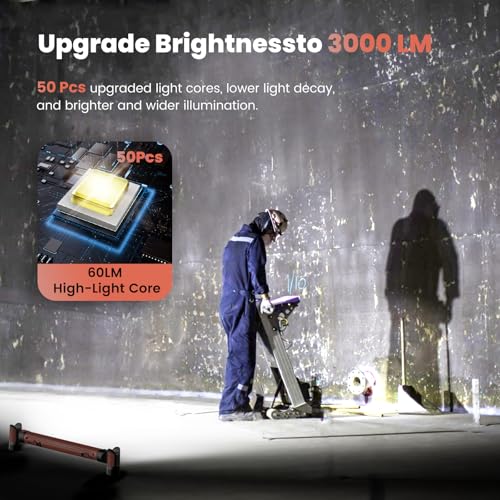 LED Magnetic Work Light 3000LM Rechargeable Cordless with Hooks Y81782
