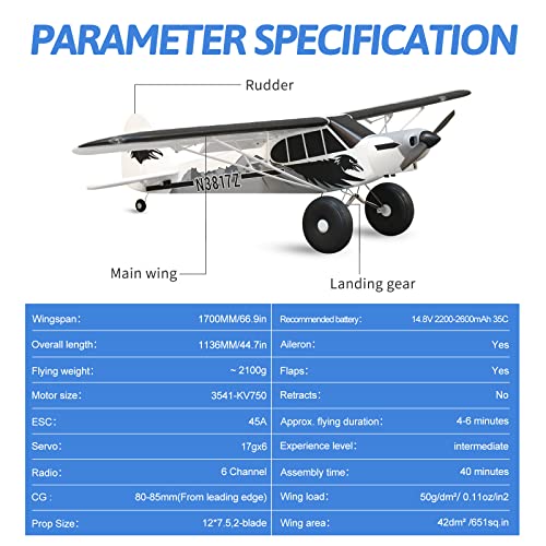 Remote Control Airplane 1700mm Piper PA-18 Super Cub PNP A43409