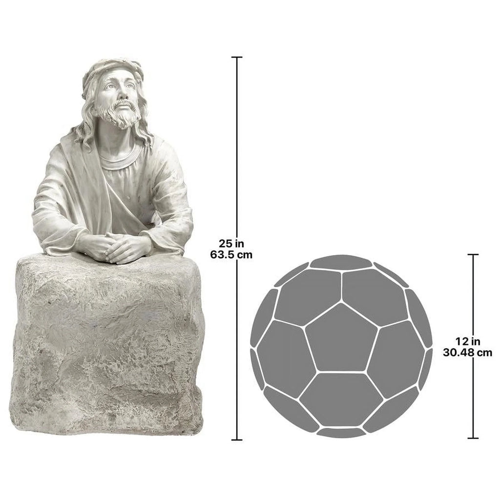 Jesus in the Garden of Gethsemane Religious Garden Statue, 23 Inch, Antique Stone L454