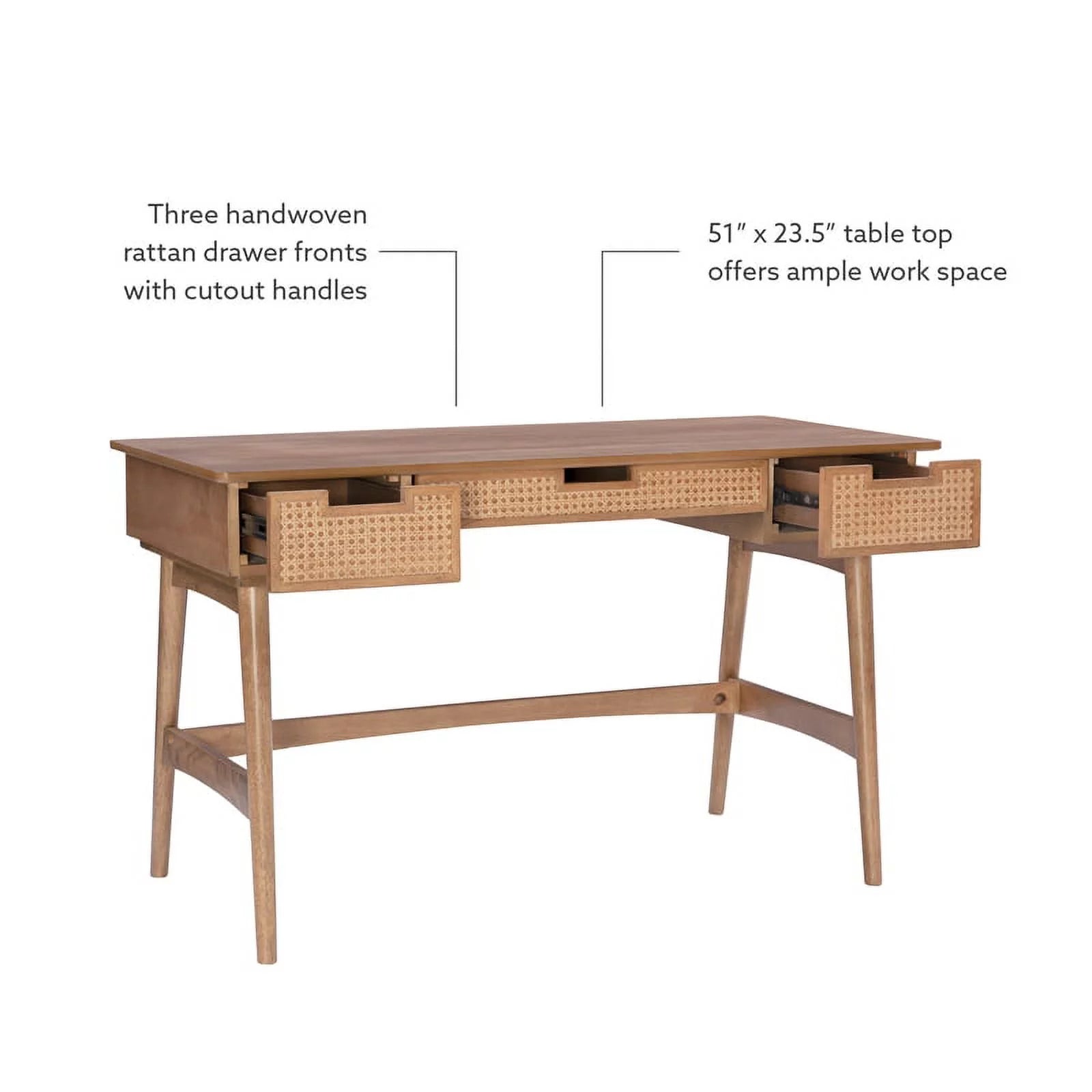 Rattan Wood Desk with Drawers E928273
