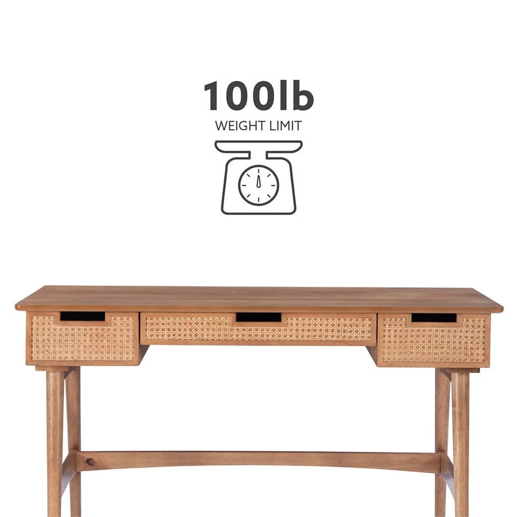 Rattan Wood Desk with Drawers E928273