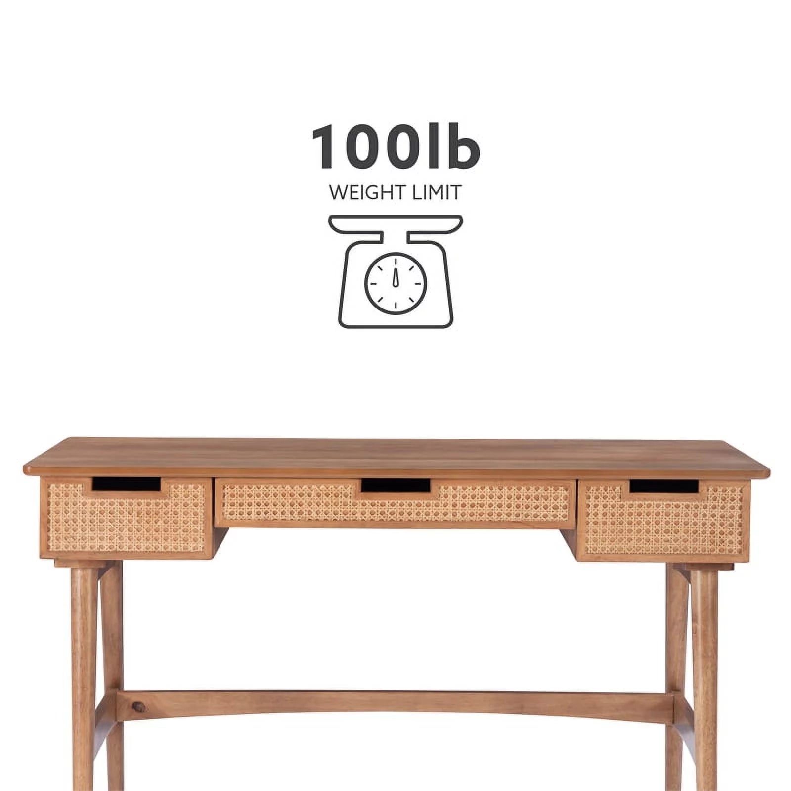 Rattan Wood Desk with Drawers E928273