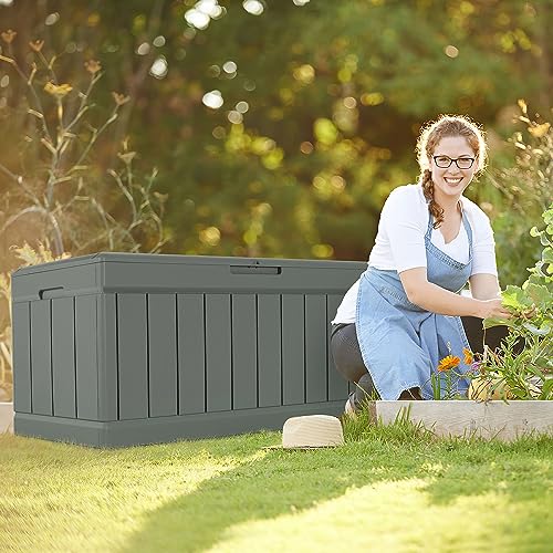85 Gallon Waterproof Resin Deck Box for Outdoor Storage E46817