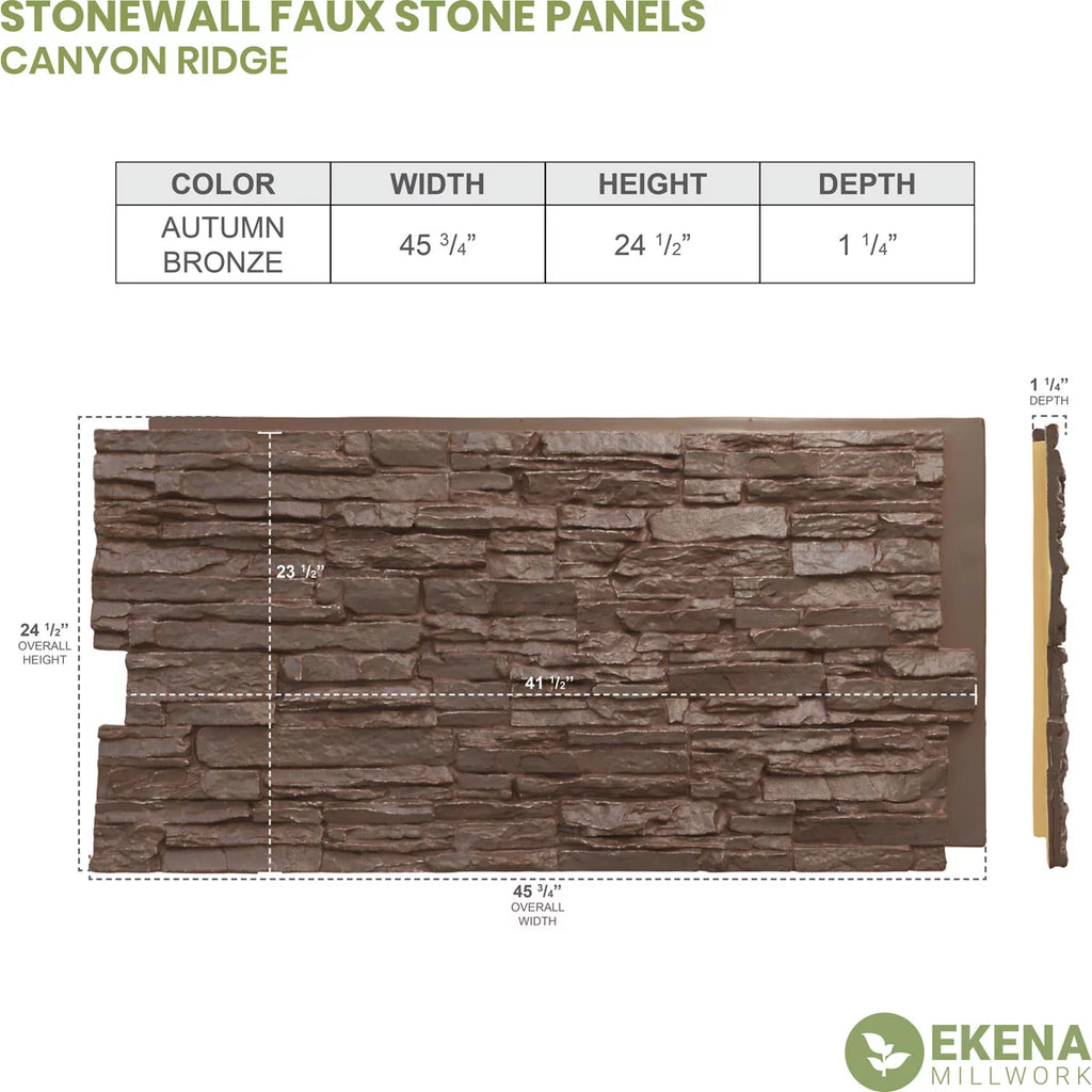 Stacked Stone Faux Siding Panel, Autumn Bronze O5784