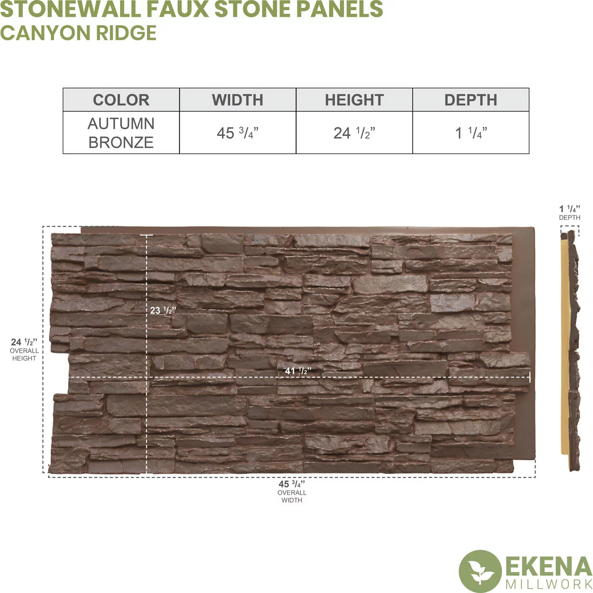 Stacked Stone Faux Siding Panel, Autumn Bronze O5784