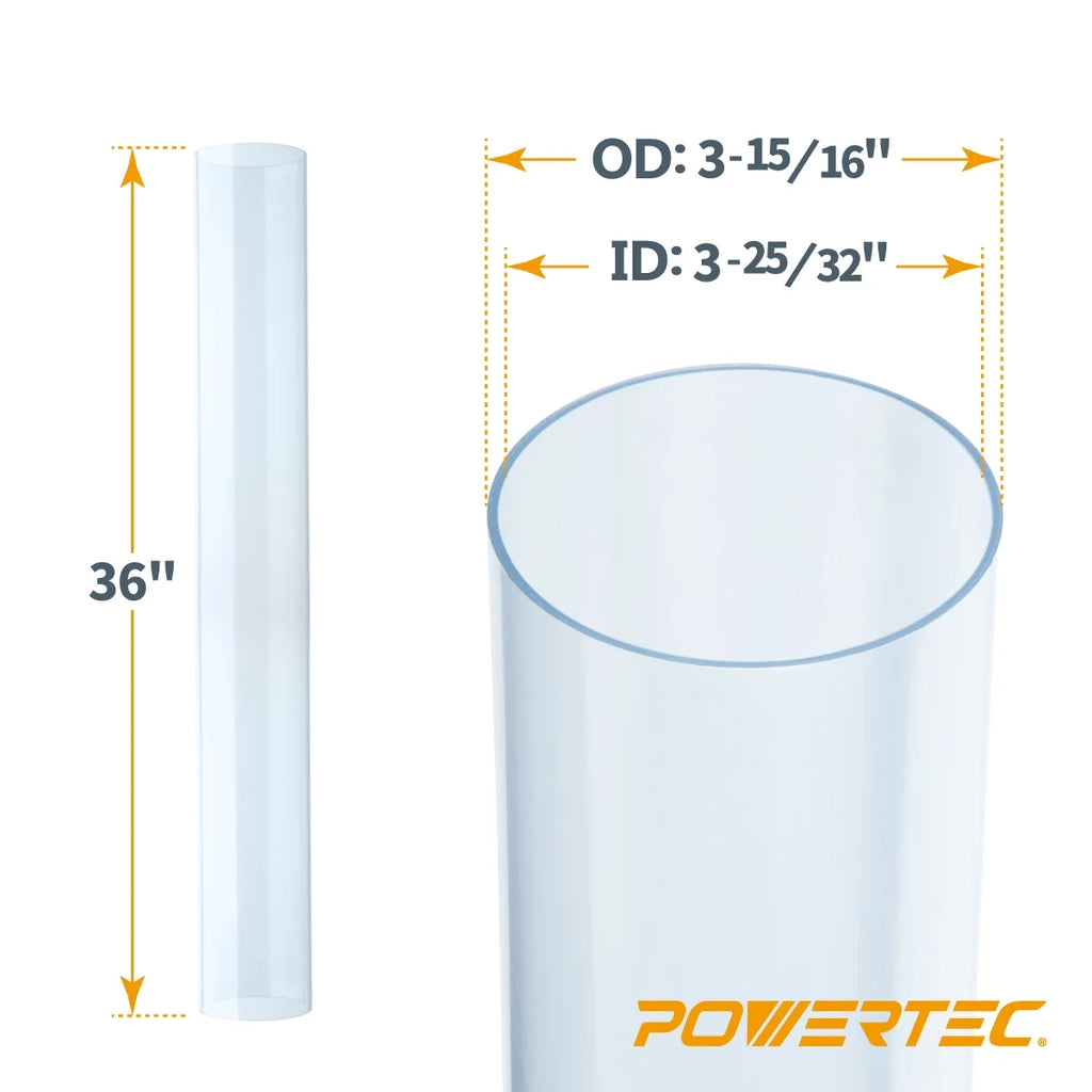 4-inch x 36-Inch Clear PVC Dust Collection Pipe B7225