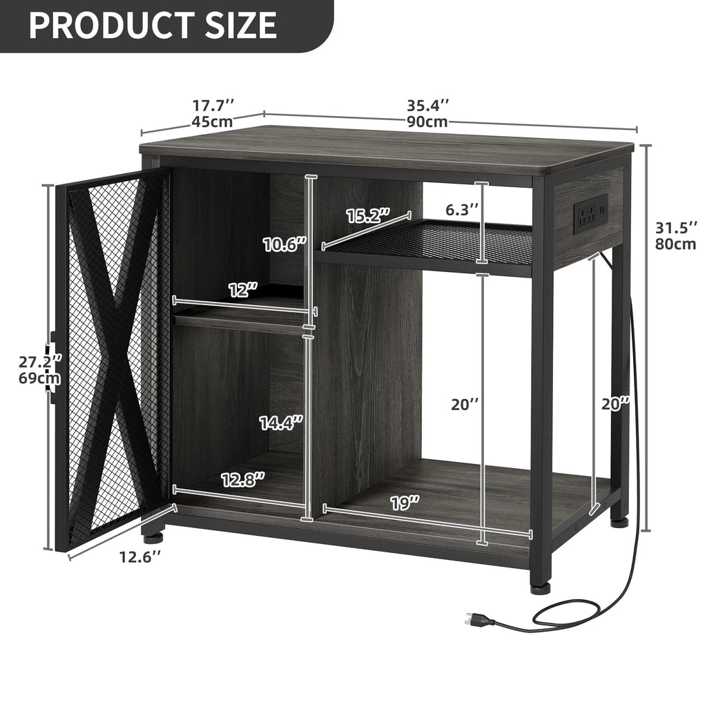 Metal Aquarium Stand with Power Outlets and LED Light for 40-50 Gallon Tank Y39338