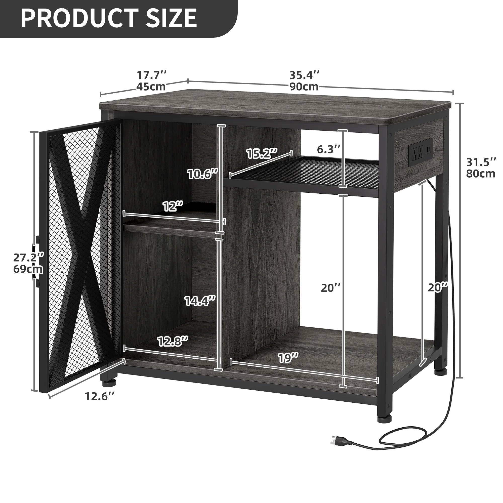 Metal Aquarium Stand with Power Outlets and LED Light for 40-50 Gallon Tank Y39338