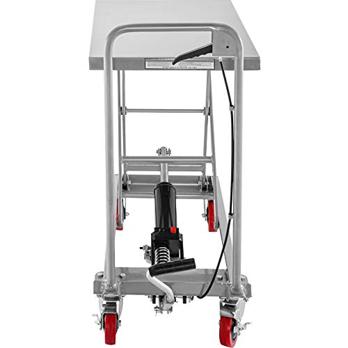 Hydraulic Scissor Lift Cart, 500 lbs Capacity, 28.5-Inch Lifting Height, Manual Foot Pump N737