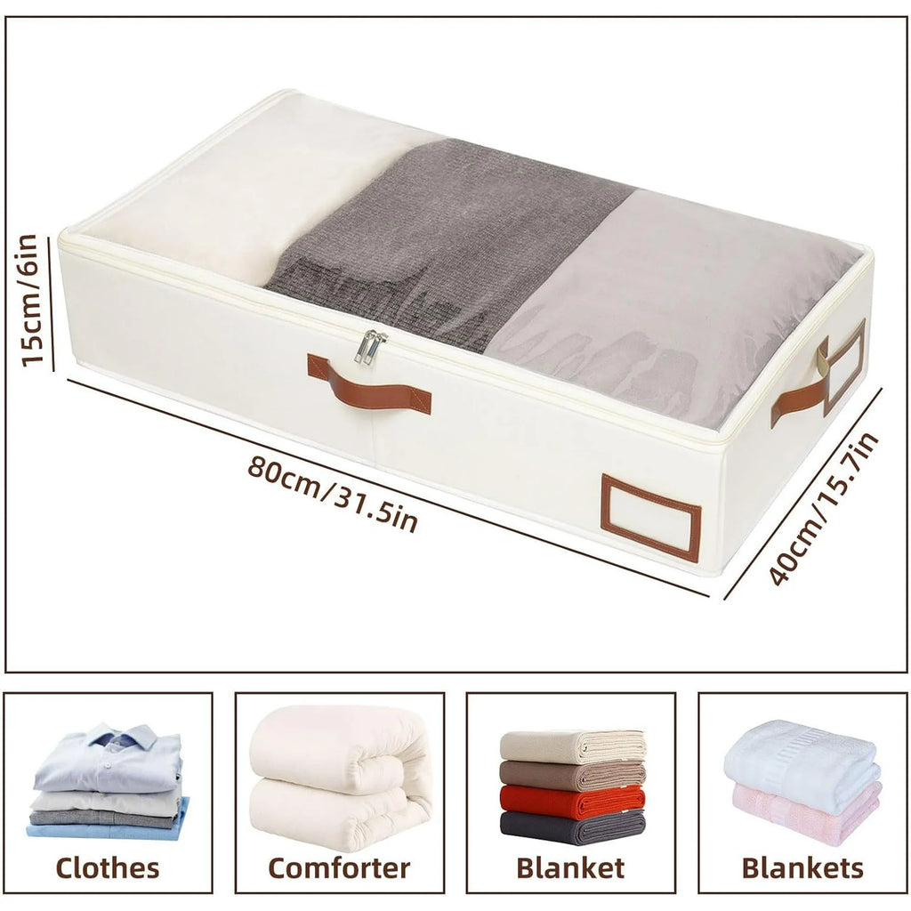 Under Bed Storage Box, Collapsible with Handles, Beige F51057
