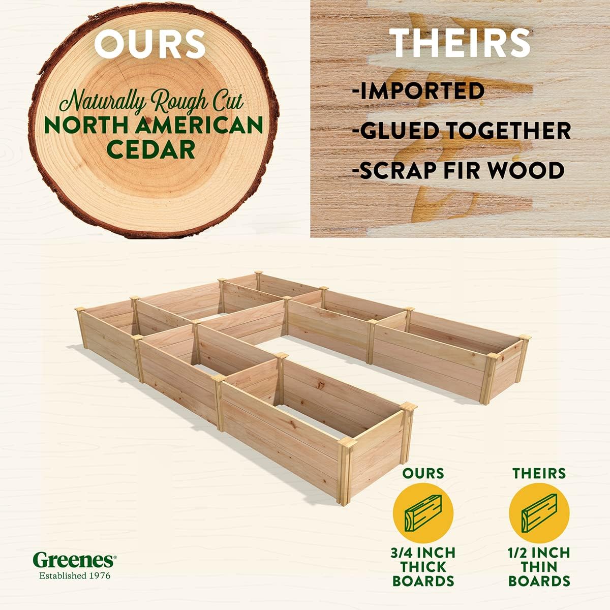 Cedar Raised Garden Bed, 8' x 12' x 16.5" U-Shaped Y63599