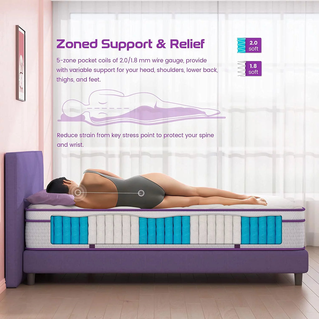 Queen Size Hybrid Mattress, 10 Inch Memory Foam Euro Top, Medium Firm D712