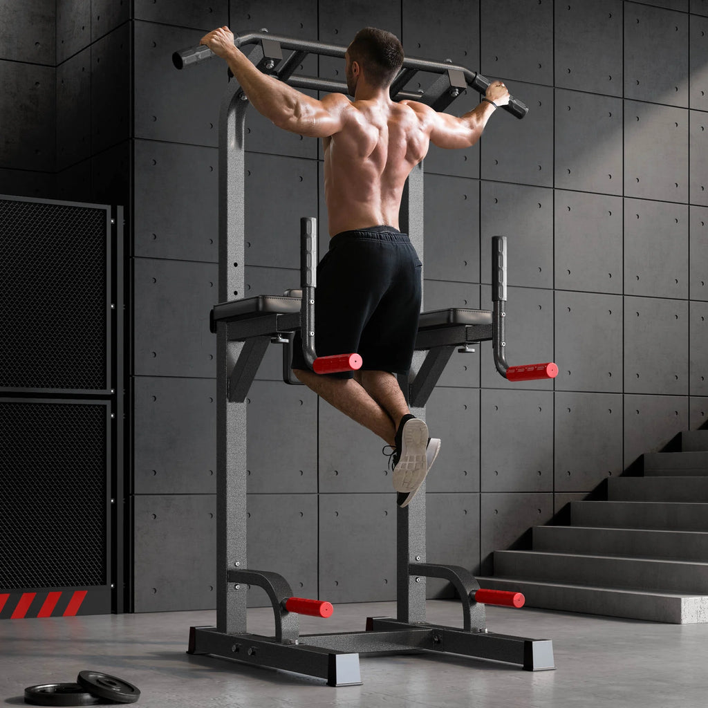 Power Tower Dip Station Pull Up Bar Stand with Adjustable Height W46299