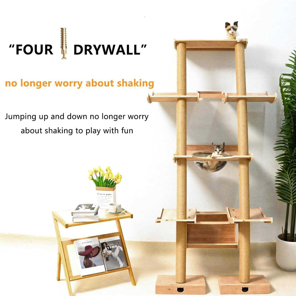 Wall Mounted Cat Tree with Scratching Post and Hammock G195756