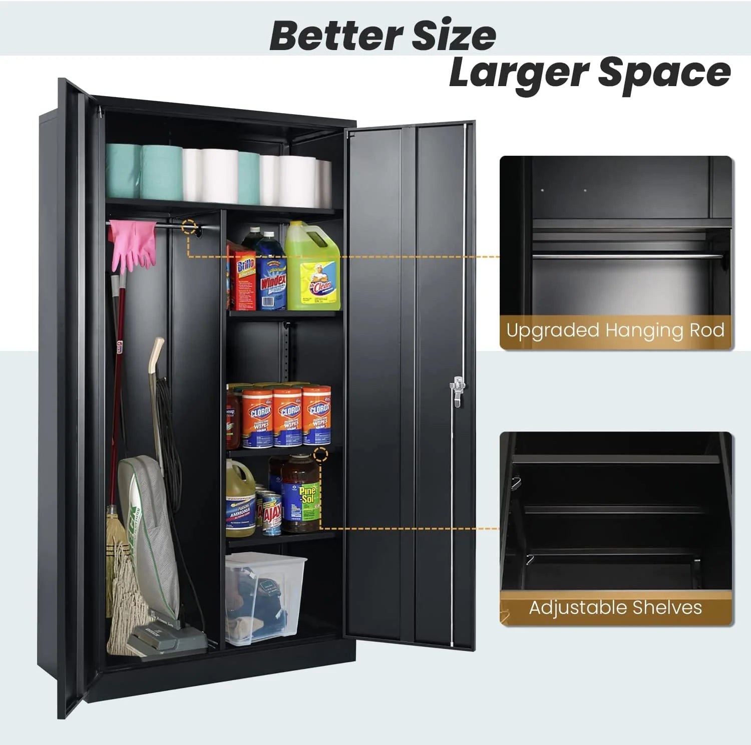 Metal Cabinet Wardrobe with Locking Door and Shelves V448