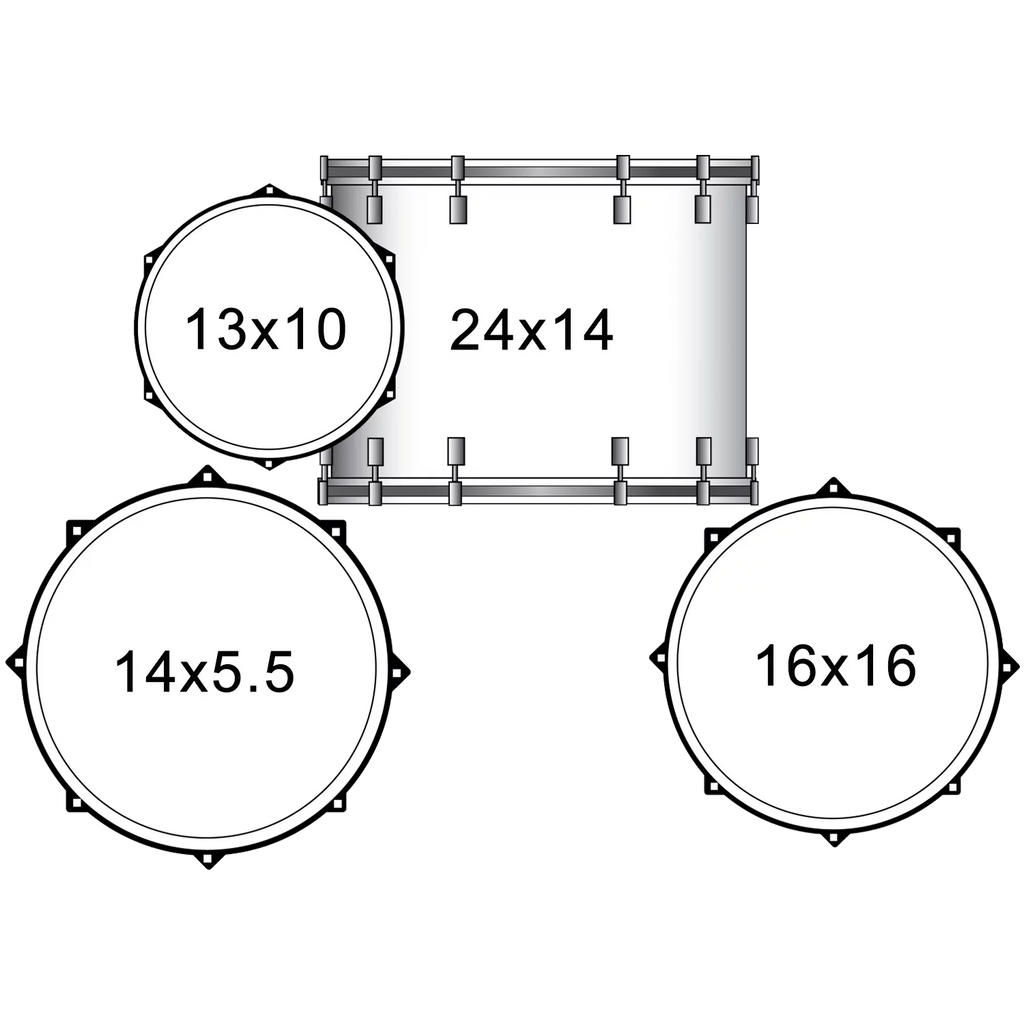 4-Piece Drum Shell Pack with 24" Bass Drum, White Oyster X60563