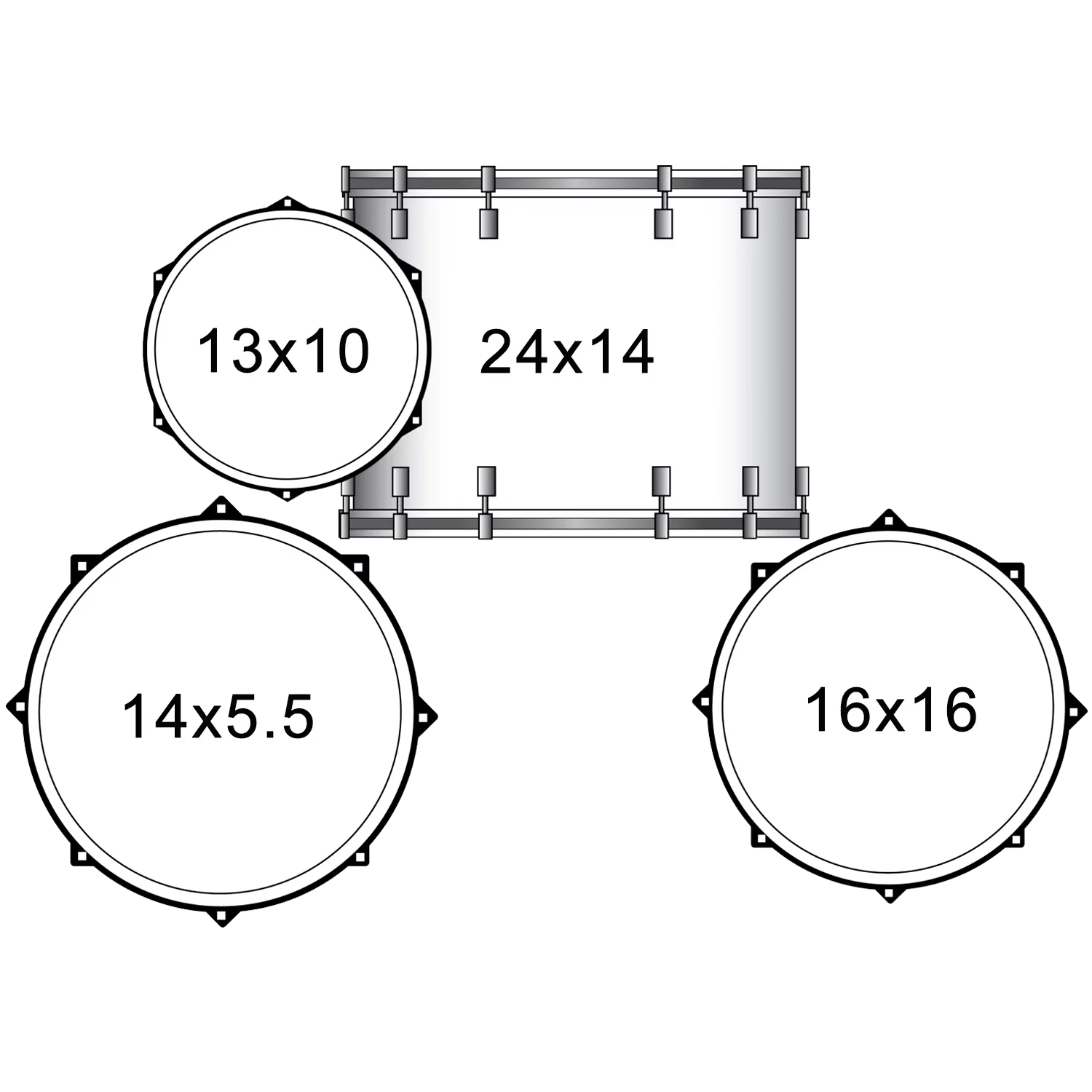 4-Piece Drum Shell Pack with 24" Bass Drum, White Oyster X60563