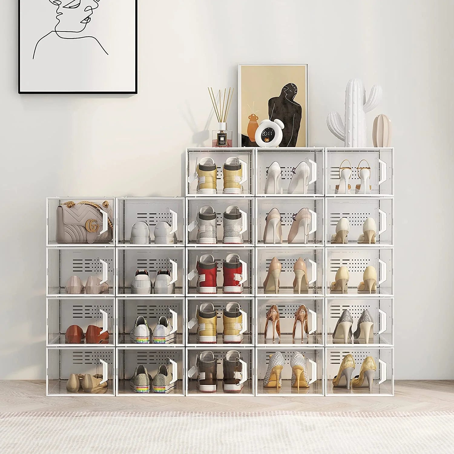 Shoe Storage Box 12 Pack Stackable Breathable S91906