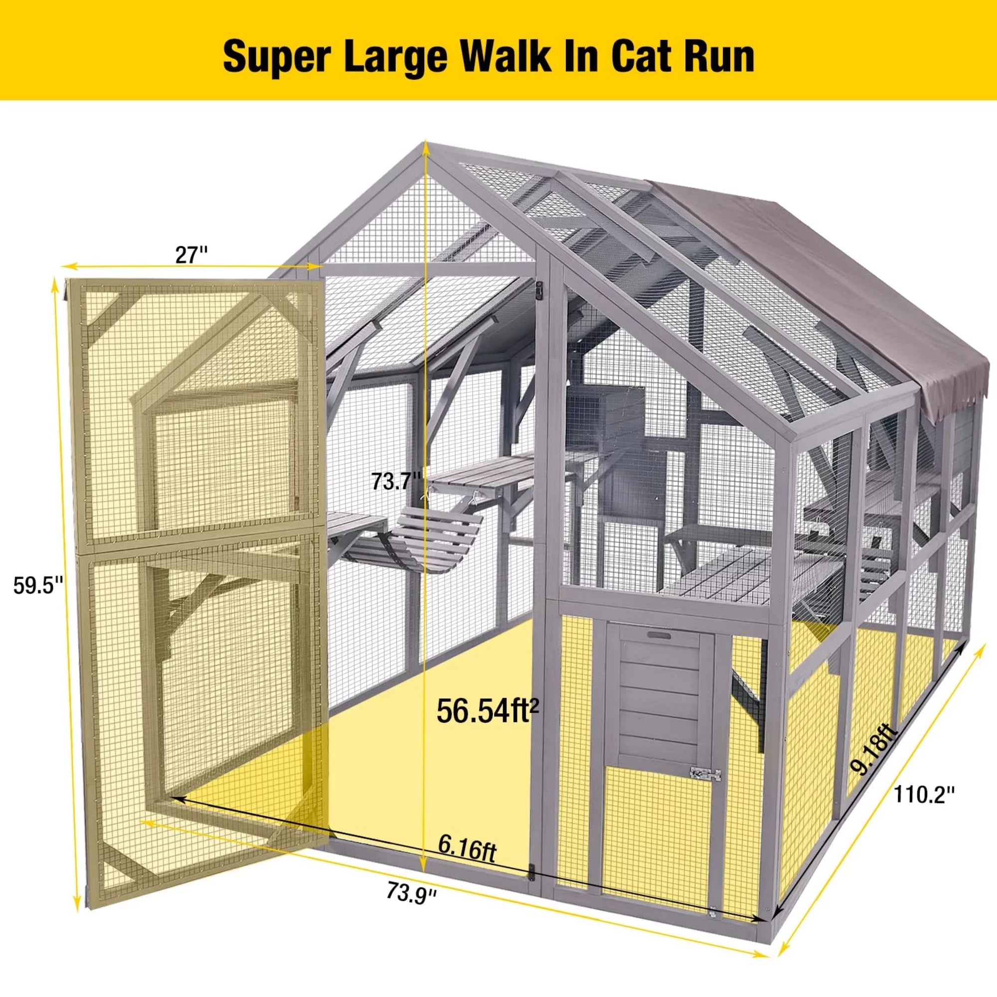 Outdoor Walk-in Catio Enclosure with Bridges and Platforms Y970