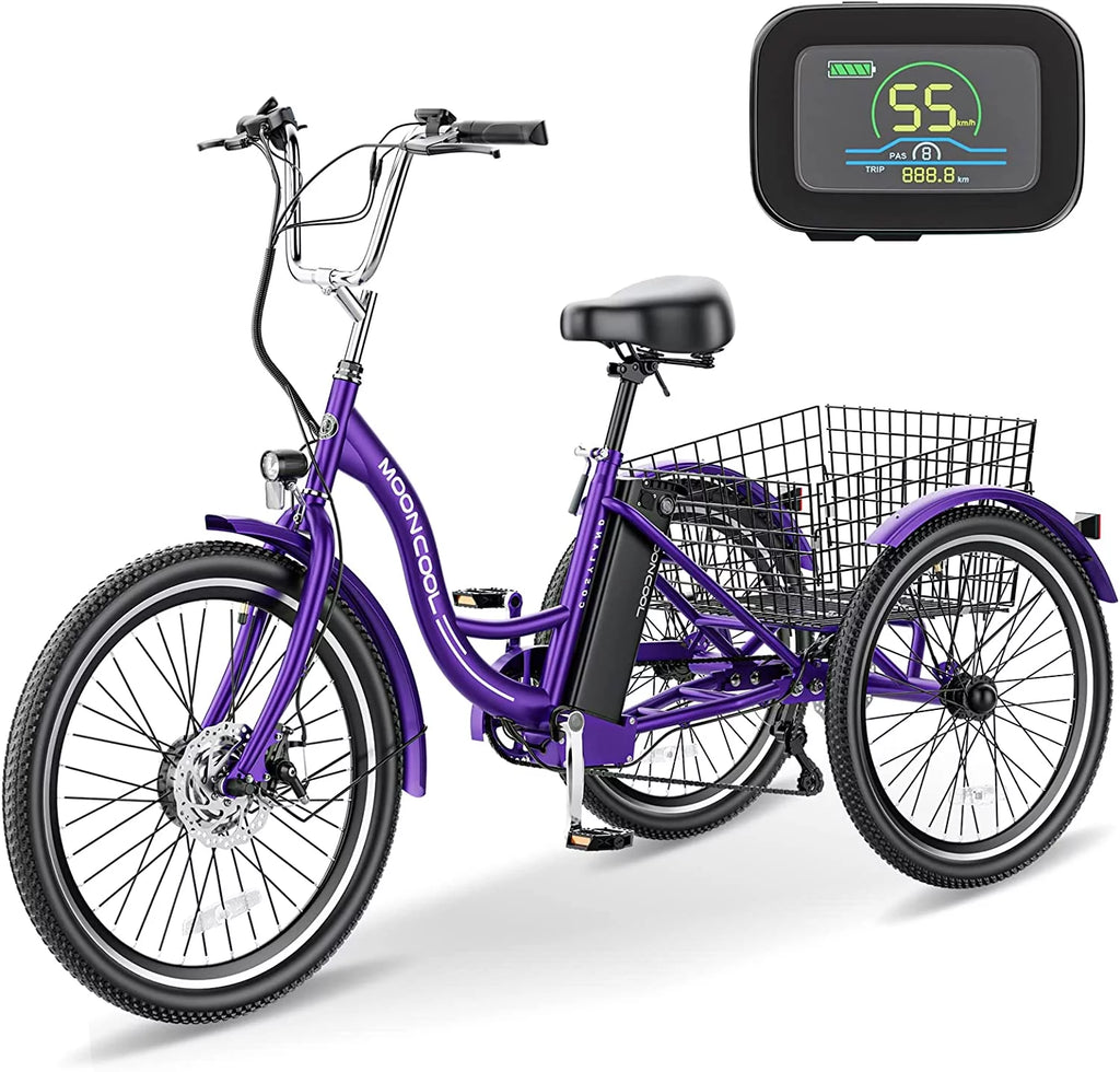 350W Electric Trike 7-Speed 3-Wheel Bicycle for Adults with Rear Basket N8611