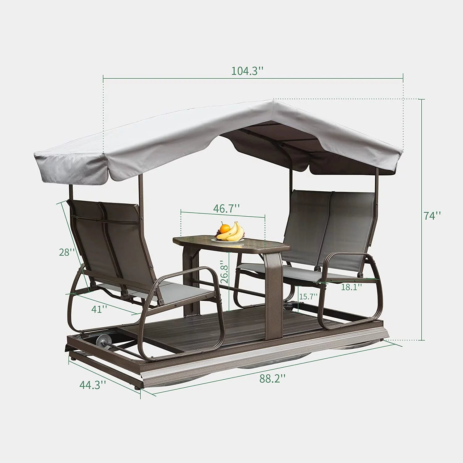 Outdoor Glider Bench with Canopy, 4-Seat Patio Swing Chair W444912