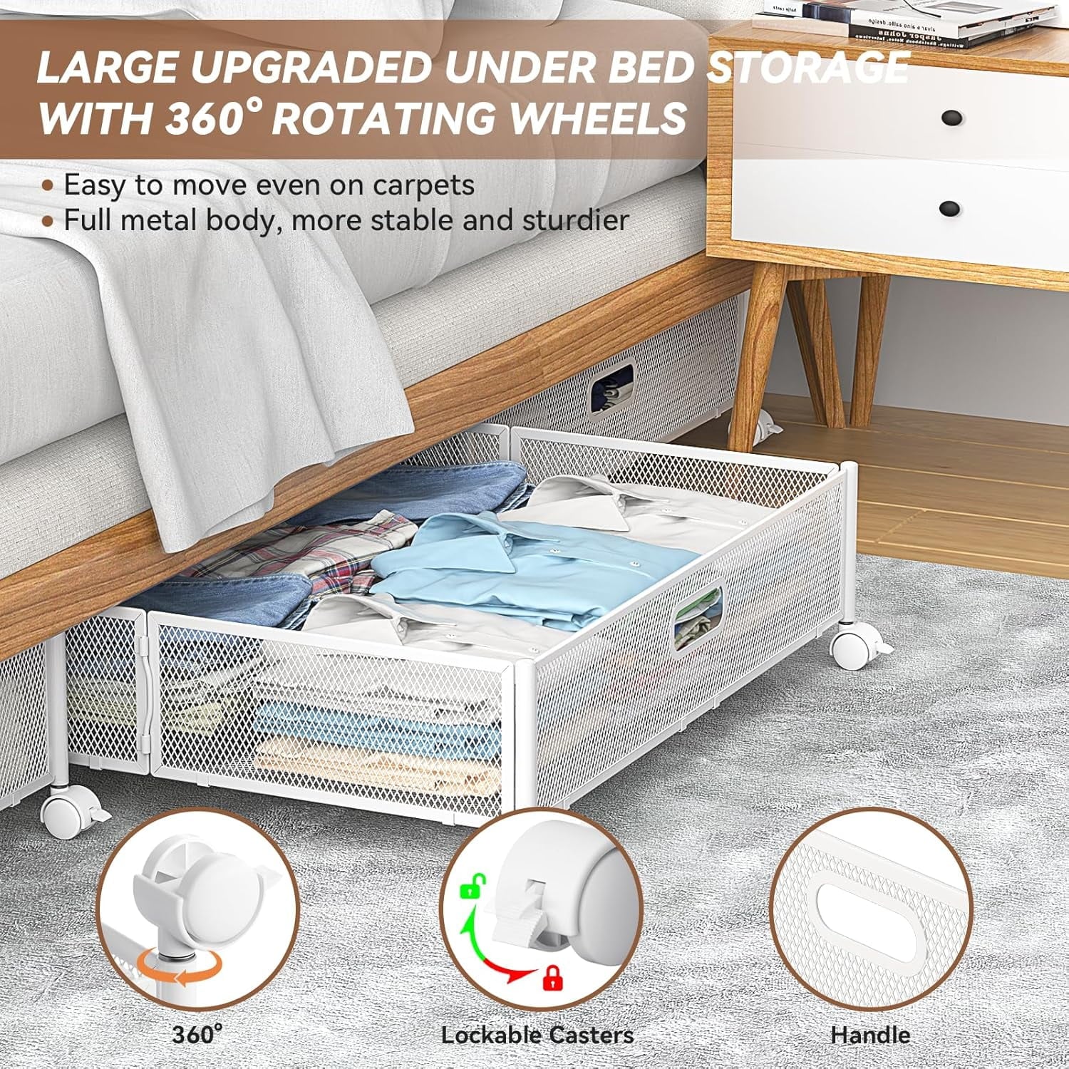Under Bed Storage Containers with Wheels, 2 Pack G5530