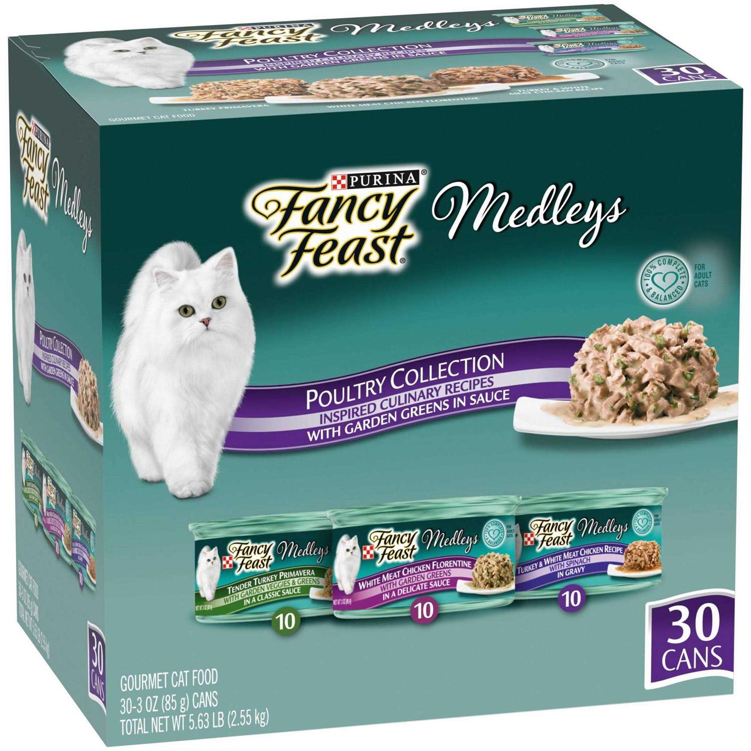Wet Cat Food Variety Pack Poultry Collection with Garden Greens in Sauce N8782