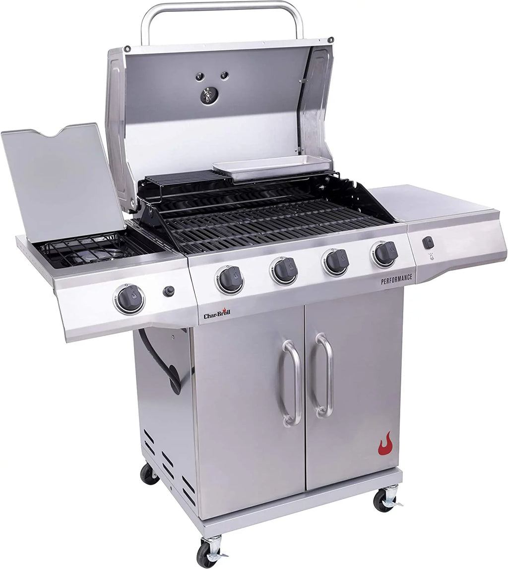 4-Burner Propane Gas Grill with Side Burner and Cabinet T153