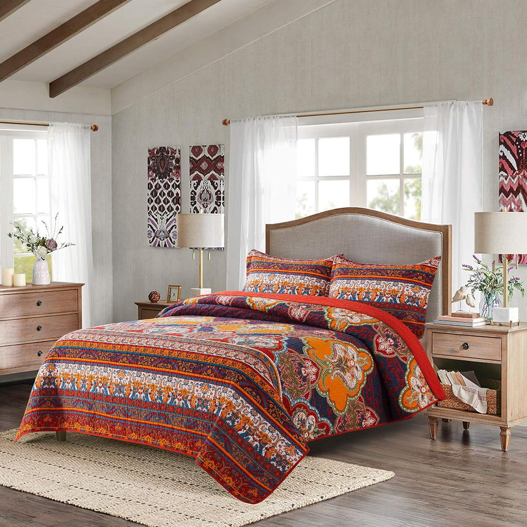Reversible Cotton Patchwork Bedspread Set J628