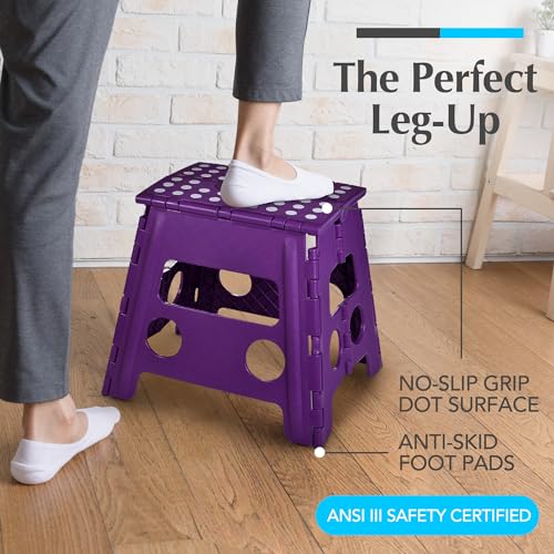 Folding Step Stool for Adults and Kids, One-Flip Open, Black N180