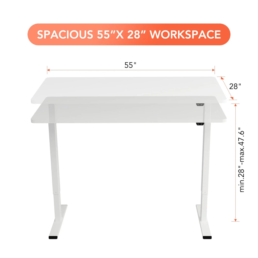 Electric Height Adjustable Desk 55x28 White E959