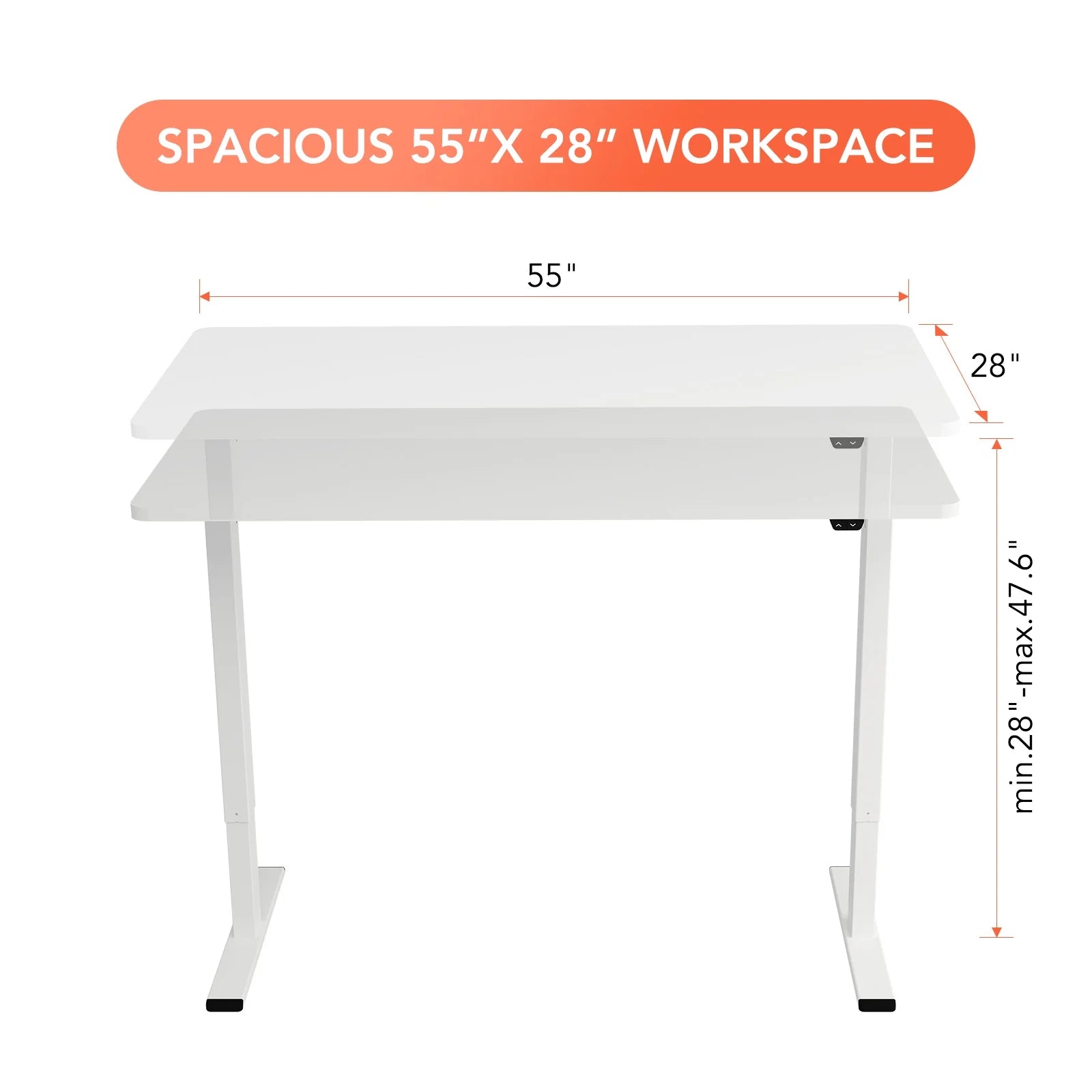 Electric Height Adjustable Desk 55x28 White E959