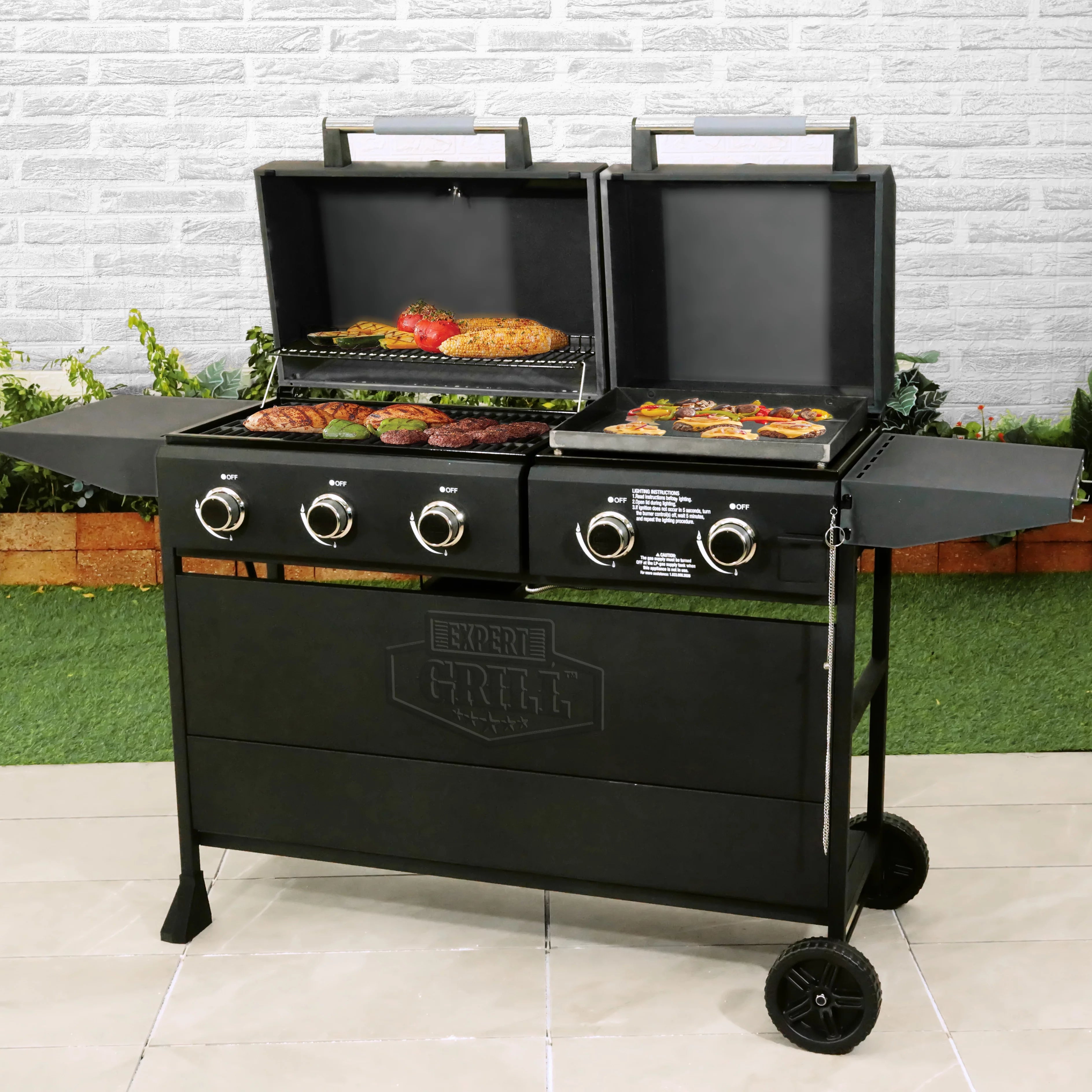 5 Burner Propane Gas Grill and Griddle, Black W571