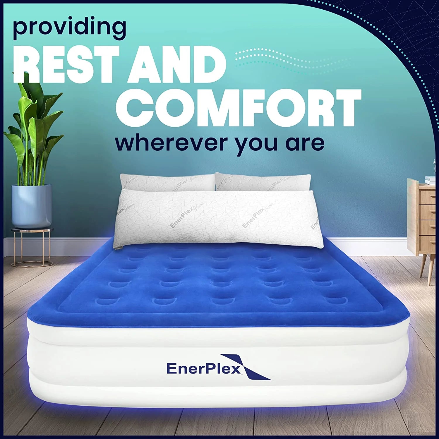 Queen Air Mattress with Built-in Pump, 18 Inch E9249