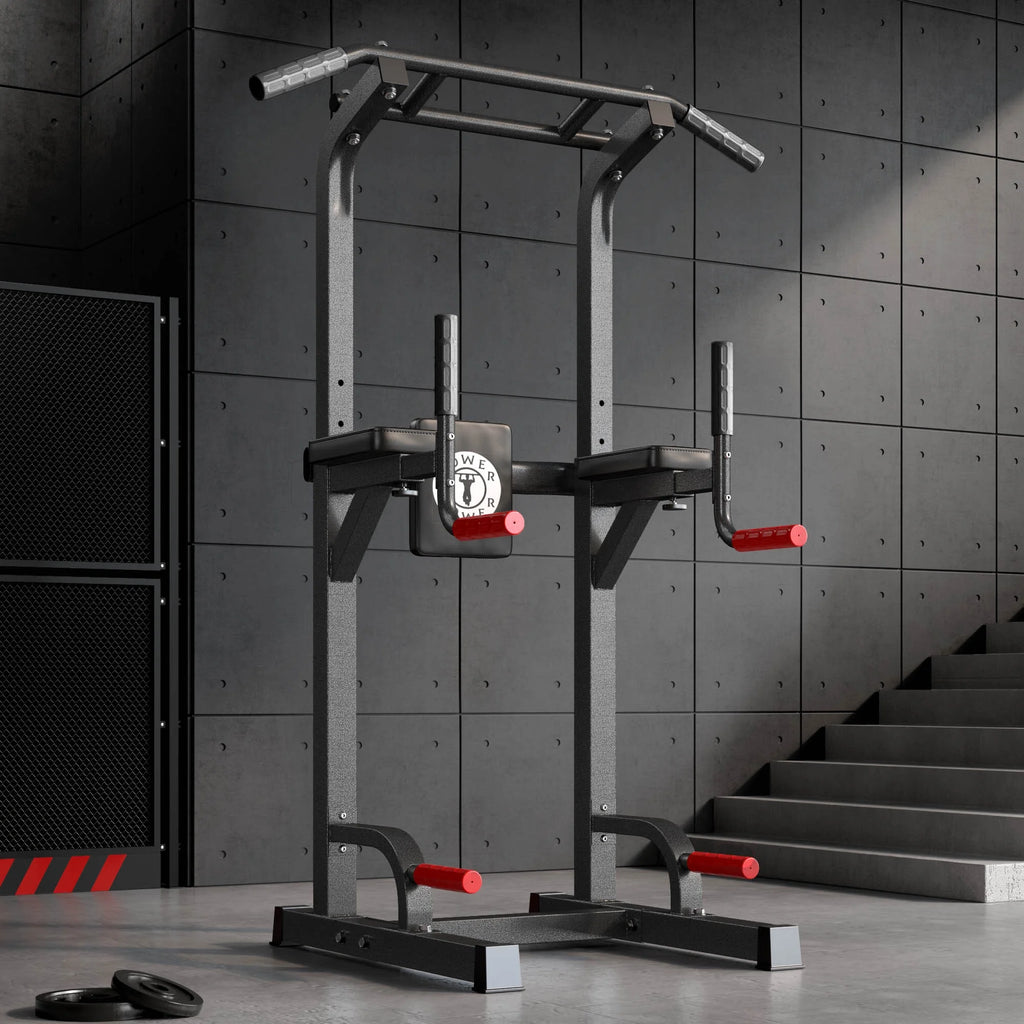 Power Tower Dip Station Pull Up Bar Stand with Adjustable Height W46299
