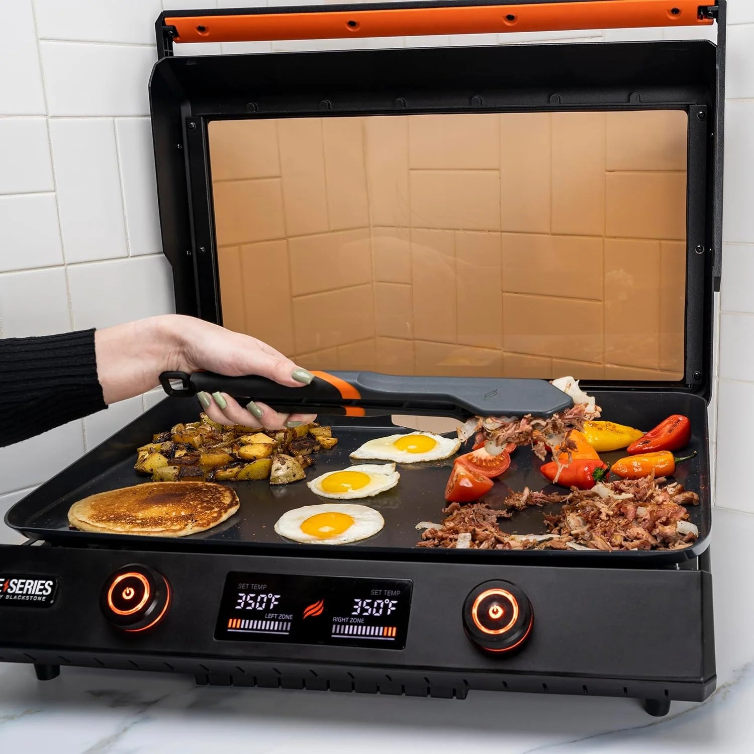 22 Inch Electric Griddle Nonstick with Lid, Tabletop with Accessories and Gloves A1332