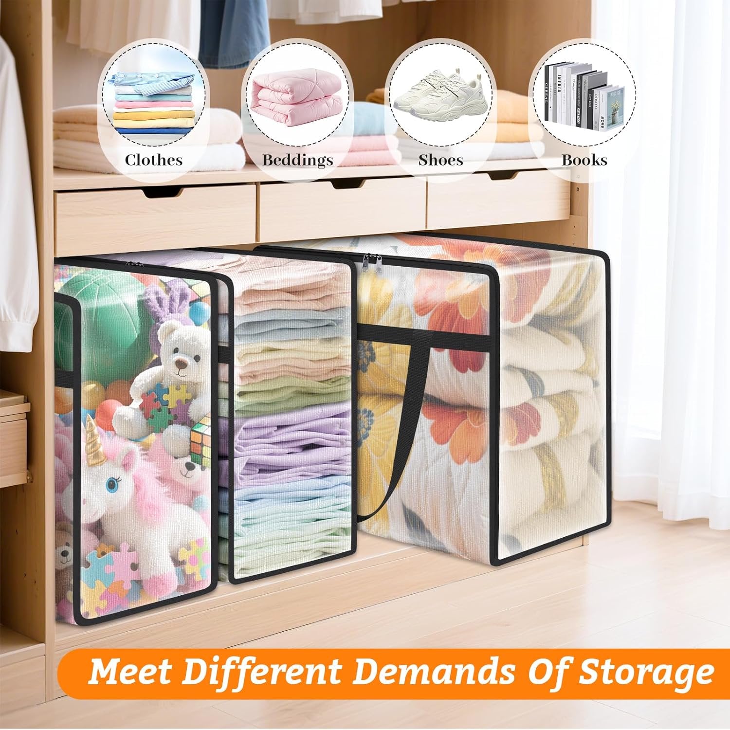 Clear Clothes Storage Bags with Zipper and Handle, 8 Pack H58703