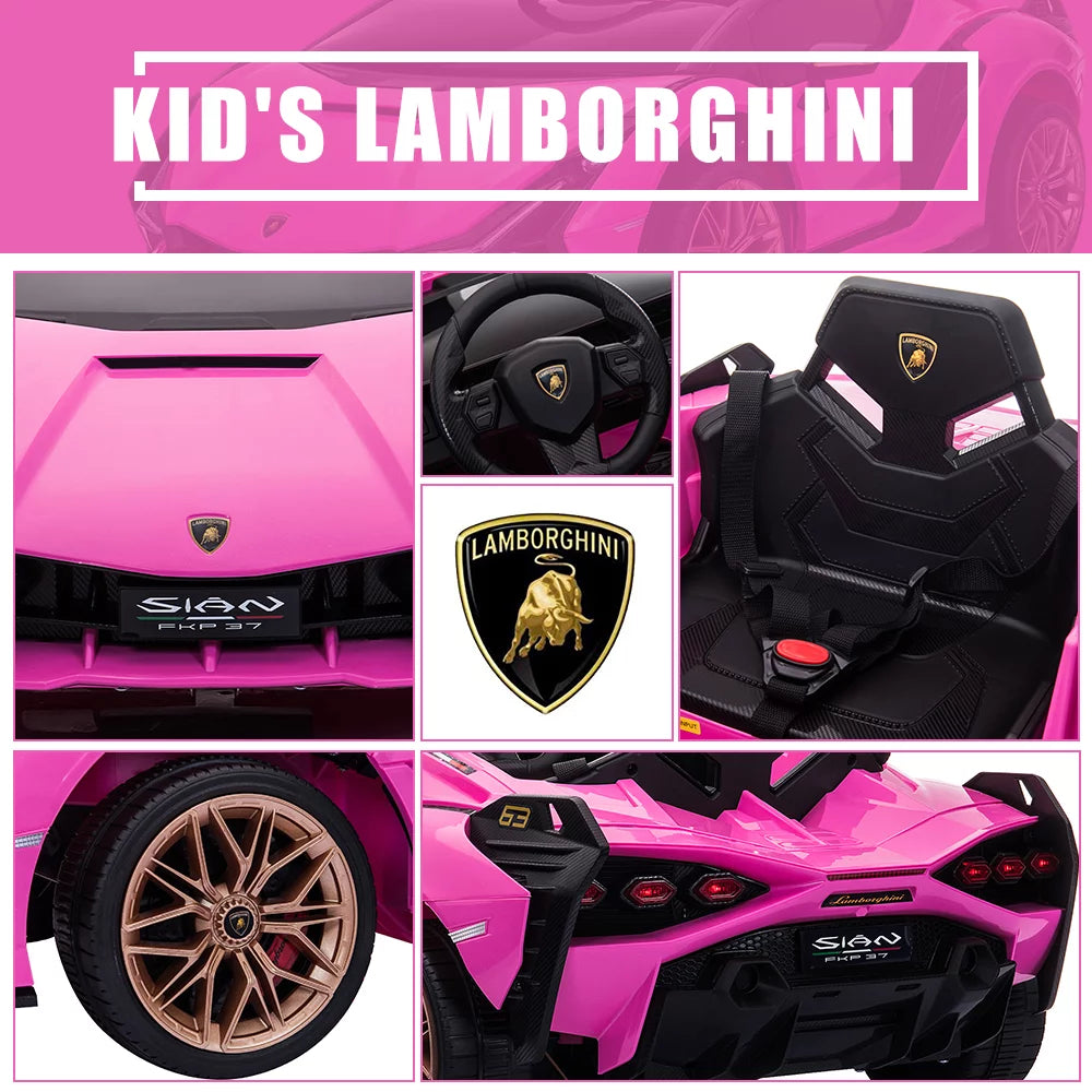 Pink Ride On Sports Car with Remote Control, 12V Electric Battery Powered Toy for Kids R977501
