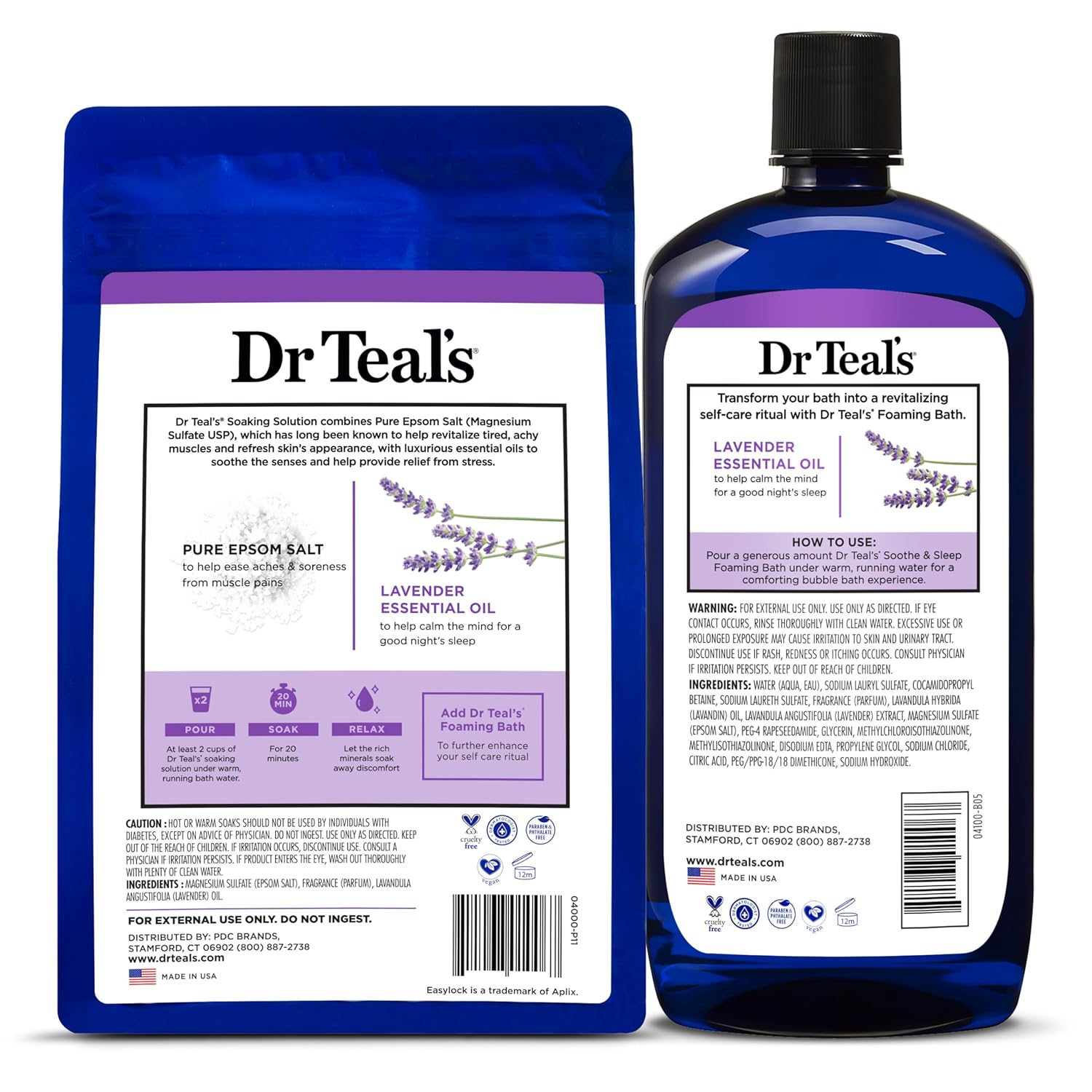 Epsom Salt Soaking Solution and Foaming Bath Combo Pack, Lavender S105323