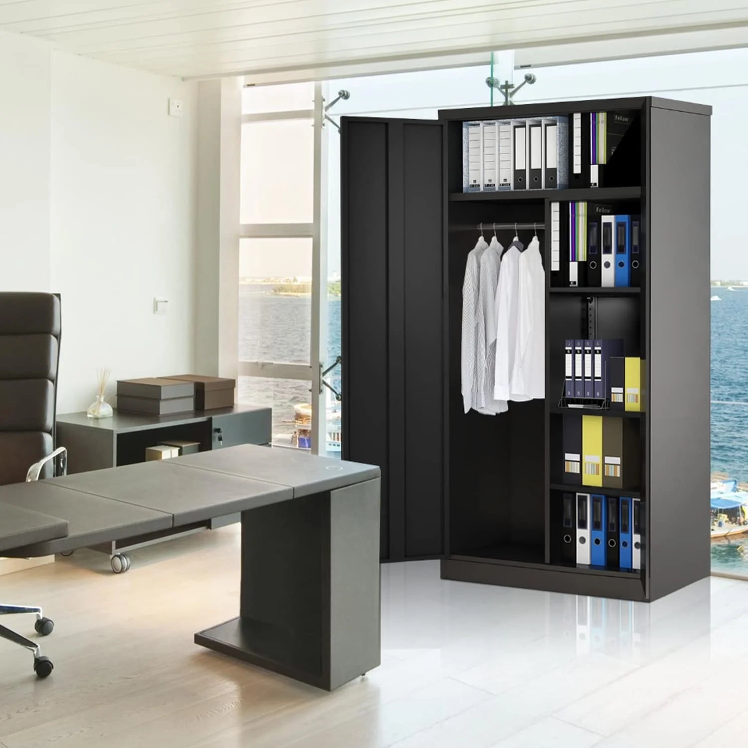 Metal Cabinet Wardrobe with Locking Door and Shelves V448