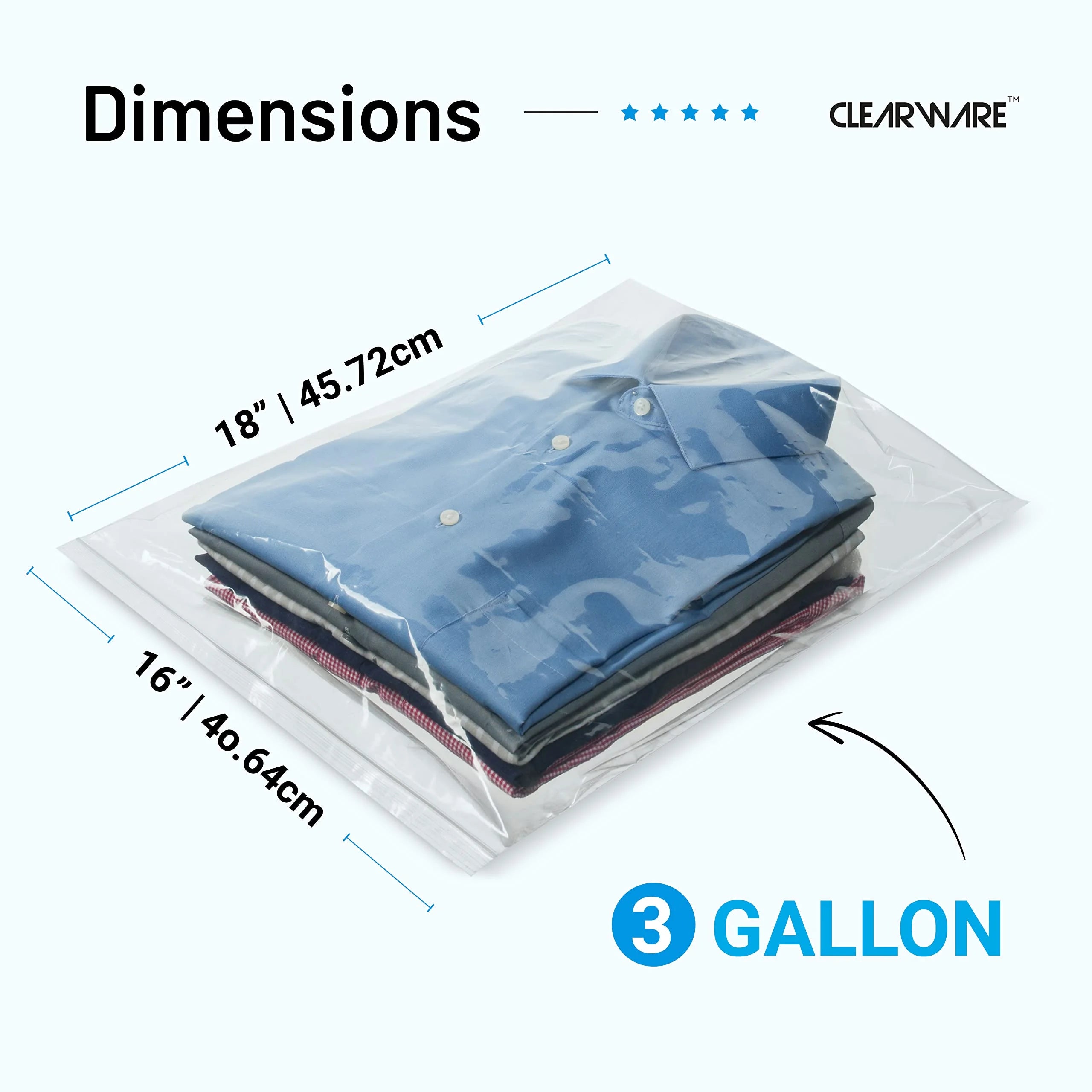 Extra Large 3 Gallon Storage Bags with Zipper, 16x18 Inch Thick Plastic, Reusable E180