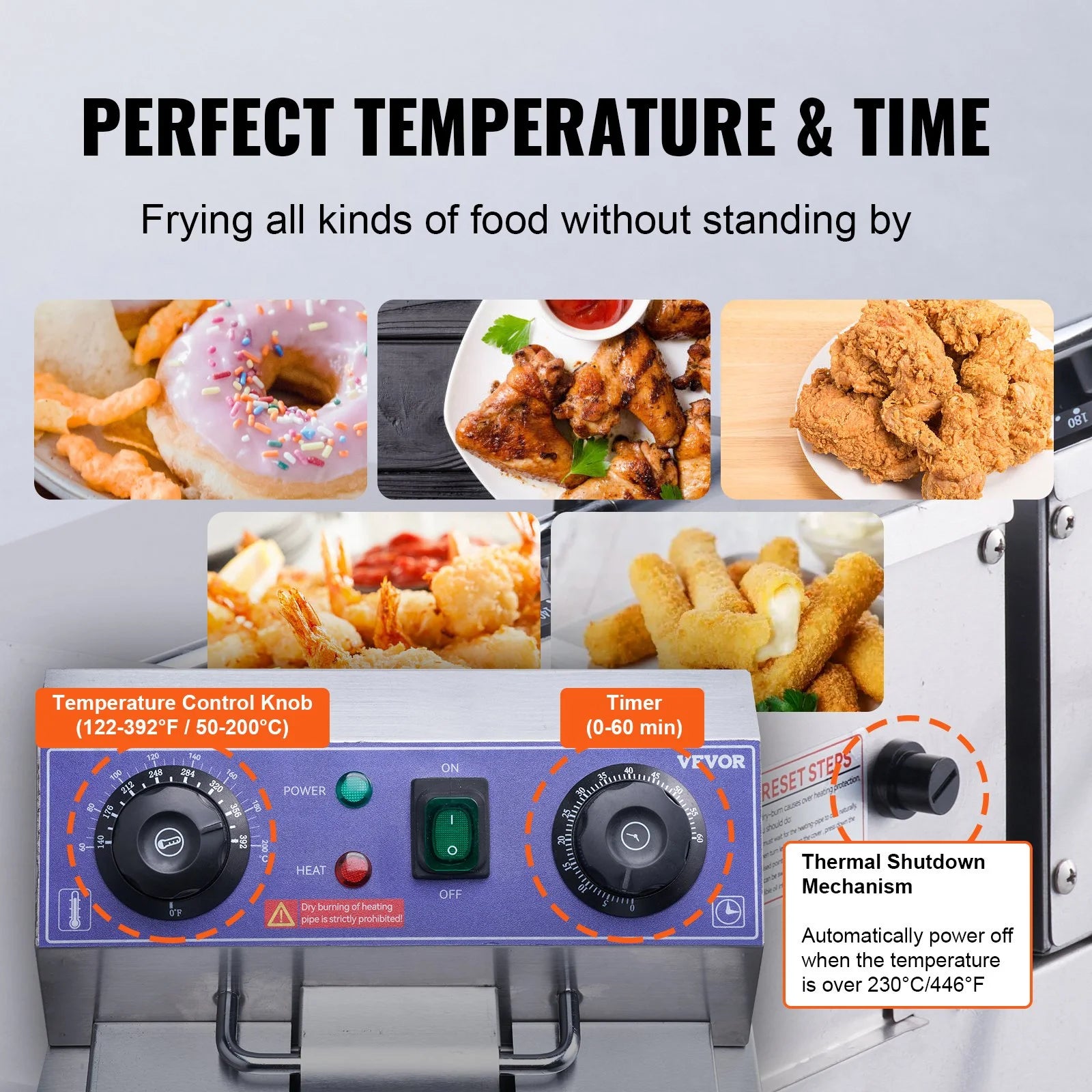 Commercial Electric Deep Fryer, Dual Tanks 3000W Countertop F7184