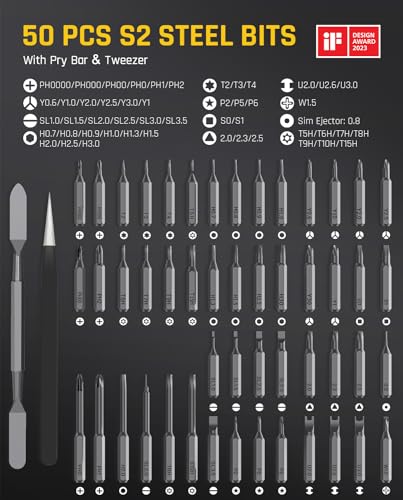 Mini Electric Screwdriver Set, 50-in-1 Magnetic Bits for Electronics Repair X20182