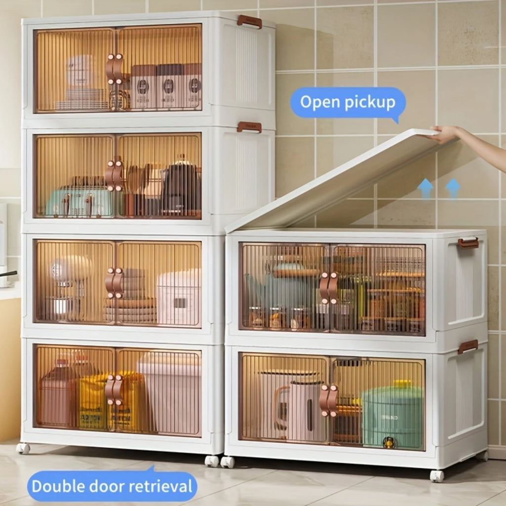 Magnetic cabinet door folding storage box with 5-layer plastic drawers W486868